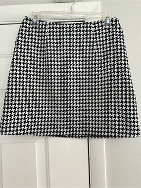 Wrapper Black and White Houndstooth Mini Skirt